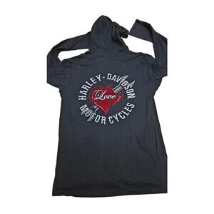 Black Love to Ride Harley Davidson bling velvet heart  XL thermal long sleeve
